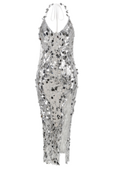 Halter Sequin Embellished Midi Dress | Dress In Beauty