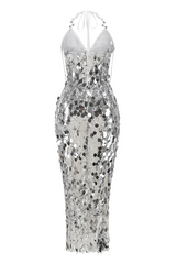 Halter Sequin Embellished Midi Dress | Dress In Beauty