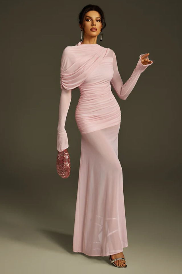 Glacian Long Sleeve Mesh Maxi Dress | Dress In Beauty