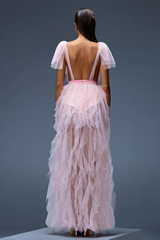 Balthion Lace Mesh Ruffle Maxi Dress | Dress In Beauty