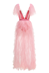 Balthion Lace Mesh Ruffle Maxi Dress | Dress In Beauty
