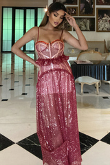 Strappy Sequin Beaded Mesh A-line Dress | Dress In Beauty