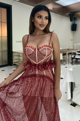 Strappy Sequin Beaded Mesh A-line Dress | Dress In Beauty