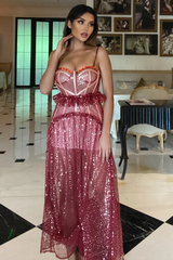 Strappy Sequin Beaded Mesh A-line Dress | Dress In Beauty