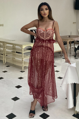 Strappy Sequin Beaded Mesh A-line Dress | Dress In Beauty