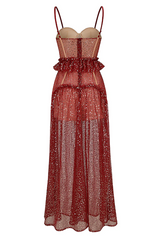 Strappy Sequin Beaded Mesh A-line Dress | Dress In Beauty
