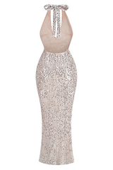 Halter Plunging Sequin Maxi Dress | Dress In Beauty