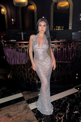 Halter Plunging Sequin Maxi Dress | Dress In Beauty