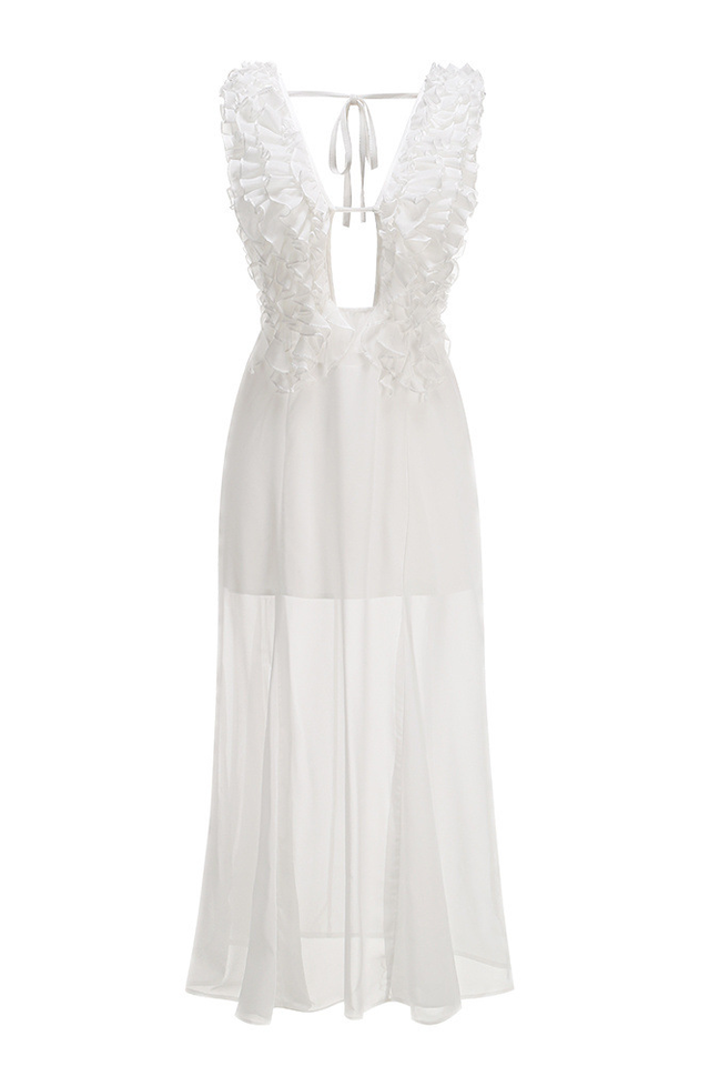 Dolomir Plunge Neck Ruffle Midi Dress | Dress In Beauty