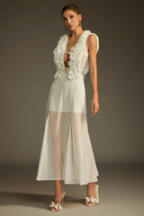 Dolomir Plunge Neck Ruffle Midi Dress | Dress In Beauty