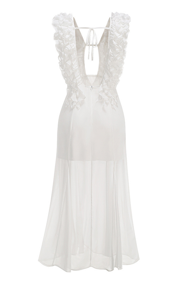 Dolomir Plunge Neck Ruffle Midi Dress | Dress In Beauty