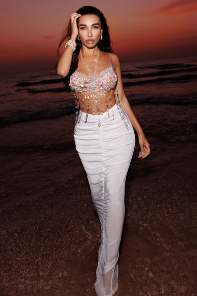 Didrika Fringe Gemstone Beaded Bralette | Dress In Beauty