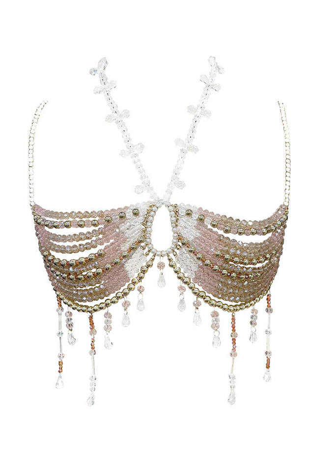Azure Halter Neck Beaded Bralette | Dress In Beauty