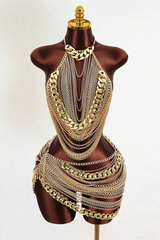 See-Through Chain Rhinestone 2-Piece Set | Dress In Beauty