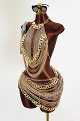 See-Through Chain Rhinestone 2-Piece Set | Dress In Beauty
