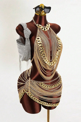 See-Through Chain Rhinestone 2-Piece Set | Dress In Beauty