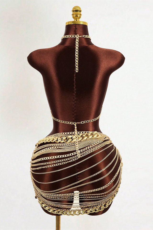 See-Through Chain Rhinestone 2-Piece Set | Dress In Beauty