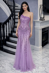 One Shoulder Split Thigh Sequin Dress | Dress In Beauty