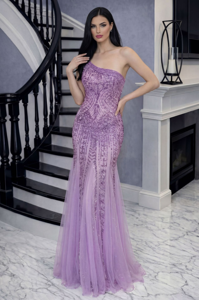 One Shoulder Split Thigh Sequin Dress | Dress In Beauty