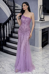 One Shoulder Split Thigh Sequin Dress | Dress In Beauty