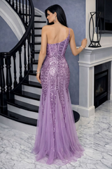 One Shoulder Split Thigh Sequin Dress | Dress In Beauty