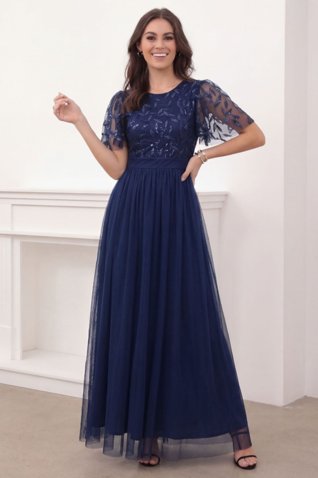 Sequinned Floor Length Evening Dress | Dress In Beauty