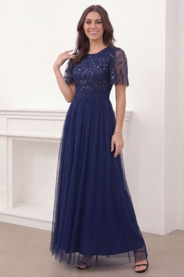 Sequinned Floor Length Evening Dress | Dress In Beauty