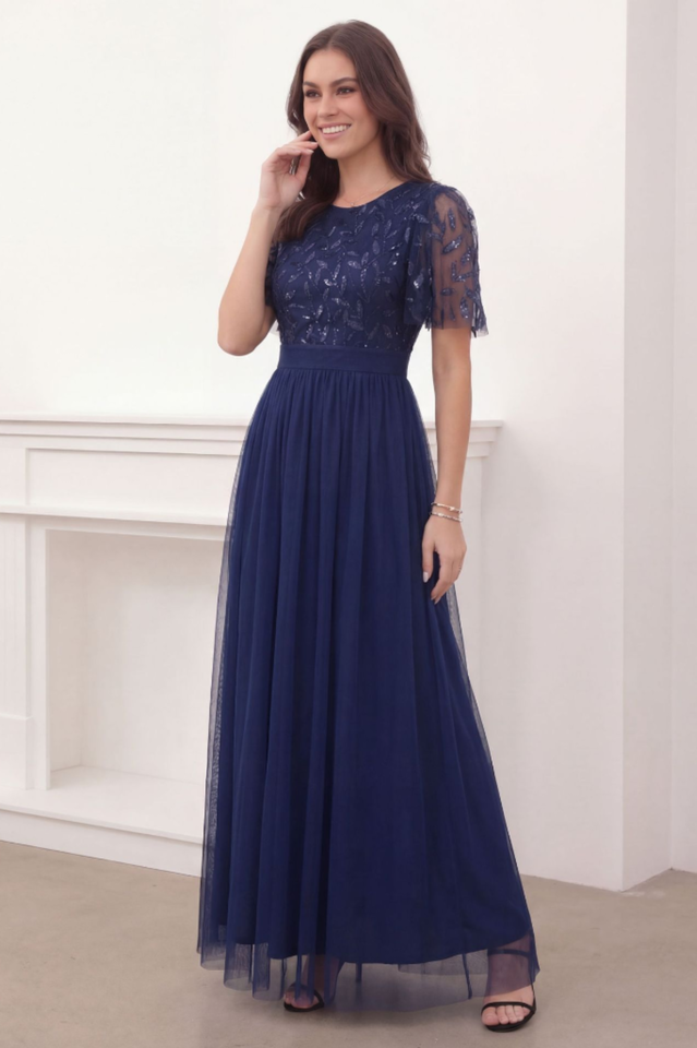 Sequinned Floor Length Evening Dress | Dress In Beauty