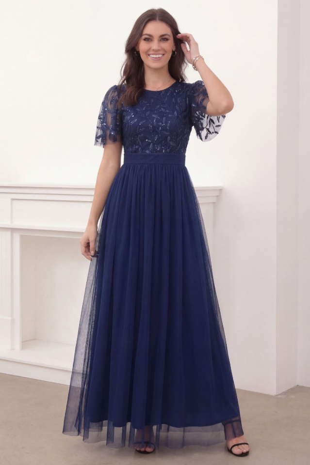 Sequinned Floor Length Evening Dress | Dress In Beauty