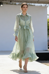 Sequin Floral Embroidery Chiffon Dress | Dress In Beauty