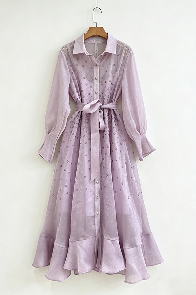 Sequin Floral Embroidery Chiffon Dress | Dress In Beauty
