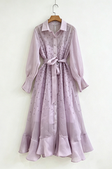Sequin Floral Embroidery Chiffon Dress | Dress In Beauty