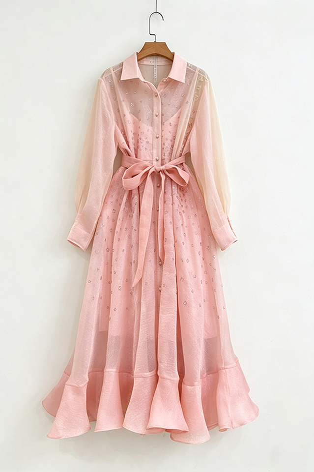 Sequin Floral Embroidery Chiffon Dress | Dress In Beauty