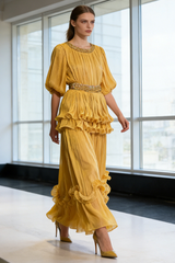 Shiny Lantern Sleeve Tiered Maxi Dress | Dress In Beauty