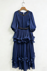 Shiny Lantern Sleeve Tiered Maxi Dress | Dress In Beauty