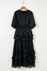 Shiny Lantern Sleeve Tiered Maxi Dress | Dress In Beauty