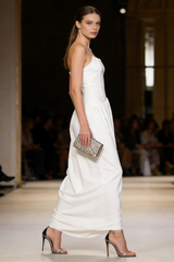 Wanda White Asymmetrical Ruched Midi Dress | Dress In Beauty