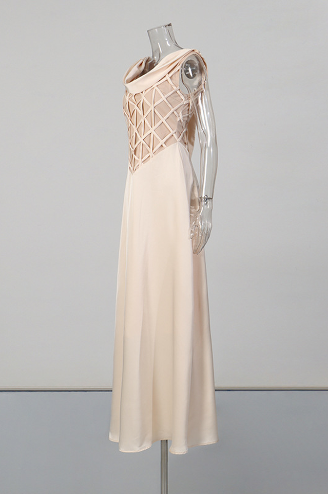 Apricot Cowl Neck Satin Maxi Dress | Dress In Beauty