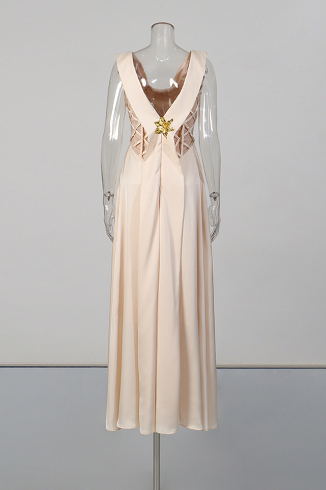 Apricot Cowl Neck Satin Maxi Dress | Dress In Beauty