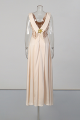 Apricot Cowl Neck Satin Maxi Dress | Dress In Beauty