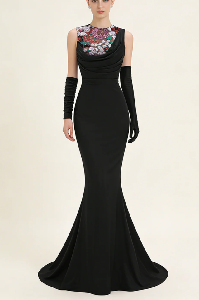 Sequin Detail Mxai Dress With Gloves | Dress In Beauty