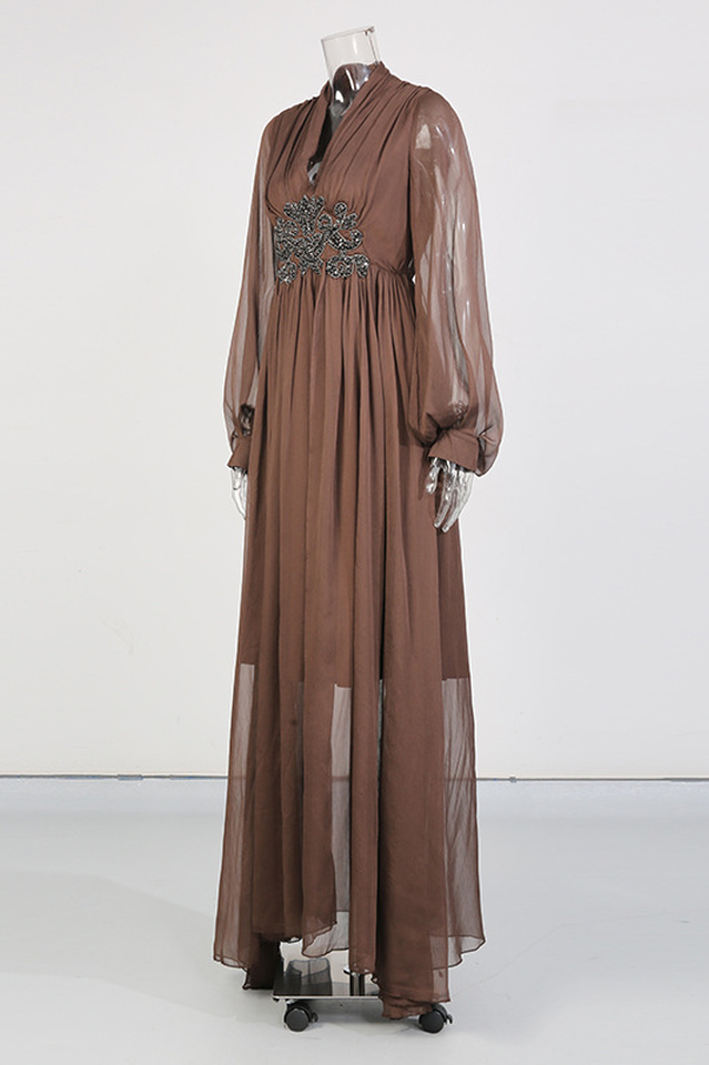 V-Neck Beaded Sheer Maxi Dress | Dress In Beauty