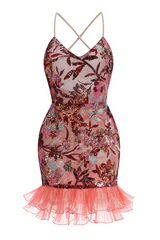 Slip Sequin-Embellished Ruffled Dress