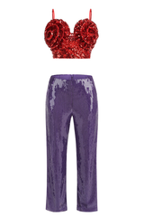 3D Floral Sequin Top and Trousers | Dress In Beauty