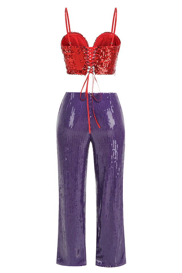 3D Floral Sequin Top and Trousers | Dress In Beauty