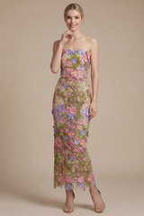 Sorrento 3D Floral Strapless Maxi Dress