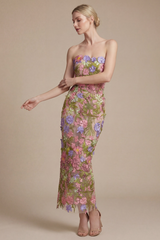 Sorrento 3D Floral Strapless Maxi Dress