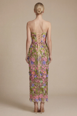 Sorrento 3D Floral Strapless Maxi Dress
