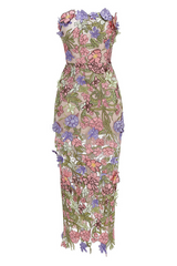 Sorrento 3D Floral Strapless Maxi Dress