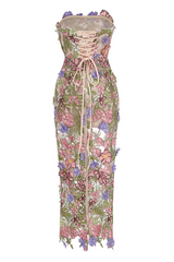 Sorrento 3D Floral Strapless Maxi Dress